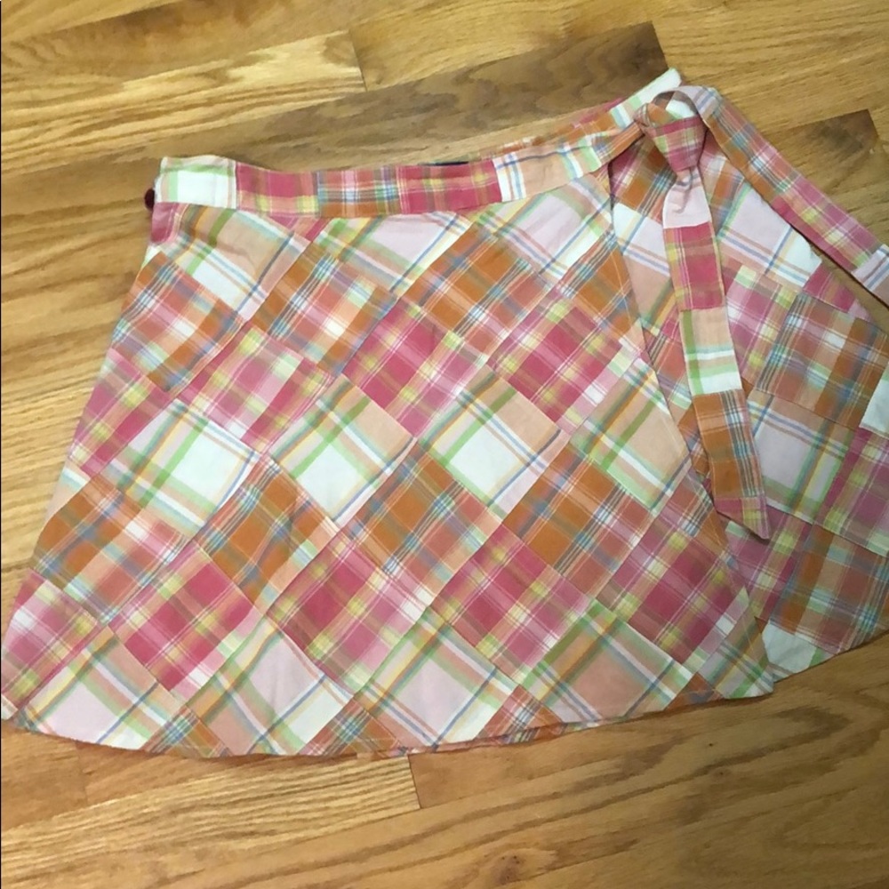 Cape Madras Wrap Skirt Size Small Orange Pink - Picture 2 of 11